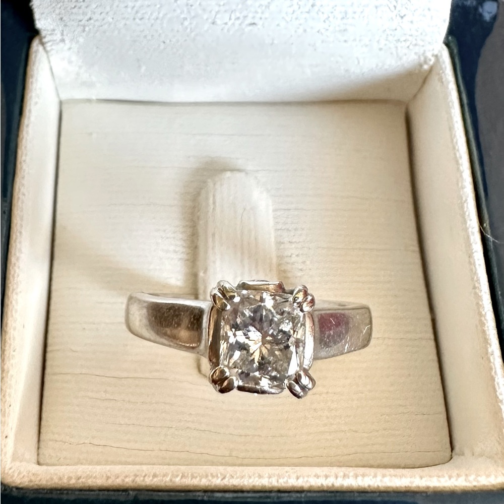 Certified Ritani Diamond Engagement Ring White 14k Gold Modified Cushion